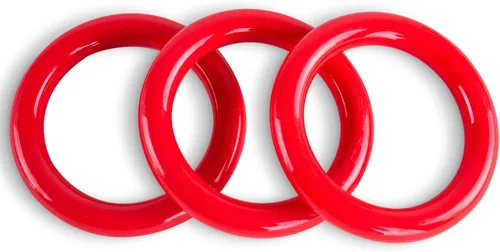 Miniatura 3 de Super Z Outlet Anillos de carnaval de plástico rojo de 2.5 pulgadas para juegos de lanzamiento de anillos, juguetes de recuerdo de fiesta