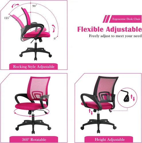 Miniatura 3 de Silla de escritorio ergonómica, silla de oficina de malla para computadora con soporte lumbar y reposabrazos, silla de trabajo ajustable