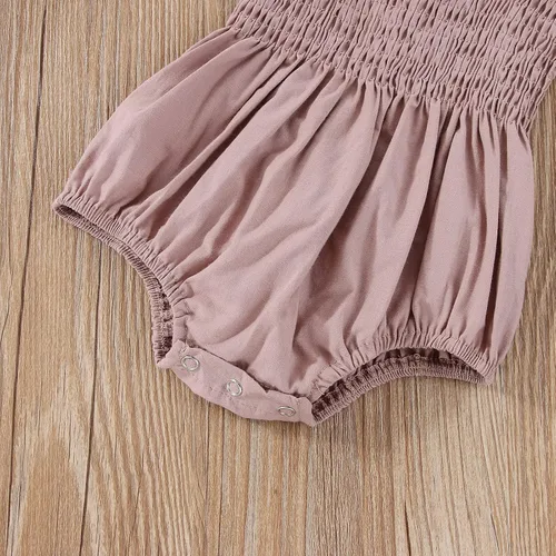Miniatura 55 de Mameluco para bebés y niñas de 3, 6, 9, 12, 18 meses, enterizo de manga corta, fruncido, faldas y dobladillo, diadema