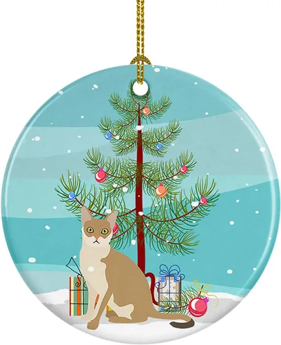 Miniatura 227 de Caroline's Treasures Adorno de cerámica con texto en inglés "Merry Christmas" para colgar en el árbol de Navidad, decoración para el hogar, Navidad
