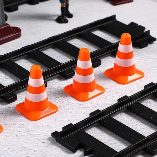 Miniatura 8 de TOYANDONA 7 mini conos de tráfico, 1. Señales de tráfico de juego de 37 pulgadas, conos de seguridad, mini señales de tráfico de juguete para niños