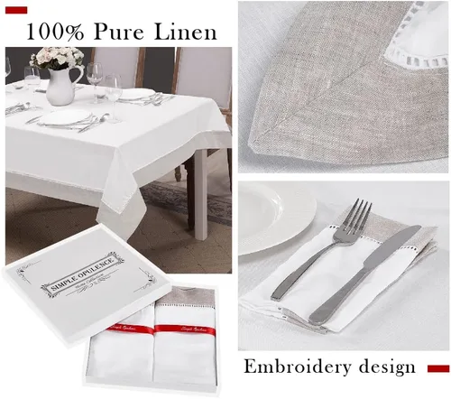 Miniatura 7 de Simple&Opulence Servilletas de lino 100% – (paquete de 4) – Premium (borde de puntada), reutilizables, lavables, duraderas, uso diario para cenas