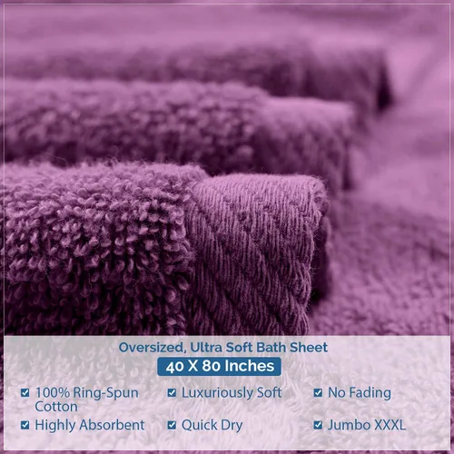 Miniatura 228 de DAN RIVER Paquete de 2 sábanas de baño de 35x70 pulgadas, sábanas de baño jumbo acanaladas para adultos, toallas grandes gruesas y absorbentes