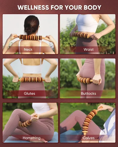 Miniatura 5 de ONUEMP Herramientas de masaje de terapia de madera, masajeador de muslos y barra de rodillo muscular, kit de Maderoterapia Colombiana para drenaje
