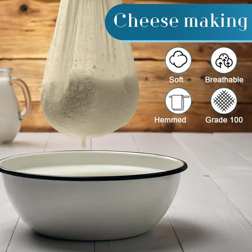 Miniatura 5 de Peryiter 40 paños de queso de 20 x 20 pulgadas para colar estopilla de grado 100 para colar con dobladillo de algodón sin blanquear, bolsas de tela