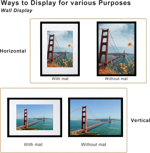 Miniatura 3 de KINLINK Marco de Fotos A3 Negro Juego de 1, Marco de Fotos de Madera A4 con Paspartú con Plexiglás para A4 con Paspartú o A3 sin Paspartú
