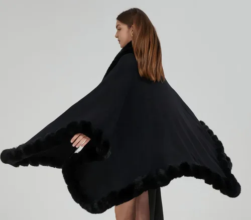 Miniatura 6 de Cárdigan de piel de zorro sintético, chal para invierno, capa de gran