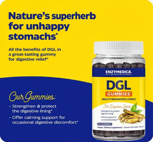 Miniatura 3 de Enzymedica DGL Suplemento para hombres y mujeres – DGL Gomitas de regaliz deglicirricinadas para apoyo digestivo y salud intestinal, alivia