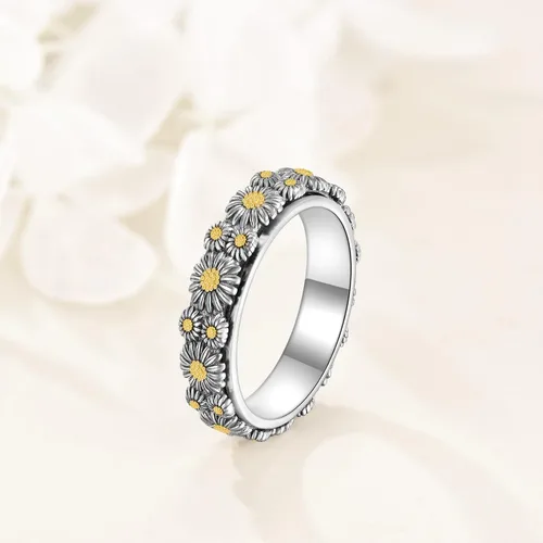 Miniatura 4 de POPLYKE Anillos giratorios giratorios de plata de ley para aliviar el estrés para mujeres
