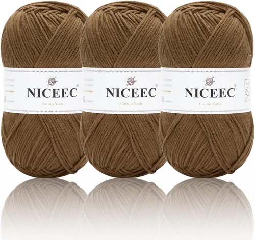 Miniatura 30 de NICEEC Hilo de algodón suave de 3 madejas, 5 capas, mezcla de algodón, suave y resistente, hilo para ganchillo y tejido, manualidades de bricolaje