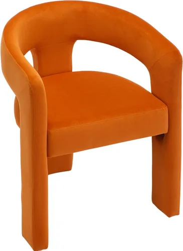 VESCASA Silla de Comedor de Barril de Terciopelo con Respaldo Abierto, Sillón Lateral de Acento Moderno Tapizado con 3 Patas para Terciopelo naranja