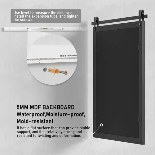 Miniatura 5 de Espejo Negro de Casa de Campo - Espejo Cuadrado de Baño con Marco de Madera de 24x36 Pulgadas para Tocador, Estilo Puerta de Granero Montado