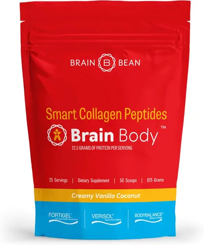 Brain Body - Péptidos de colágeno en polvo, suplemento vital de proteína y colágeno para mujeres y hombres, hidrolizado tipo I y III para cabello,