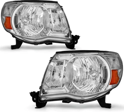 Para Toyota Tacoma 2005-2011 Conjunto de faros delanteros Tacoma Pickup Truck carcasa cromada reflector ámbar reemplazo lado conductor y pasajero