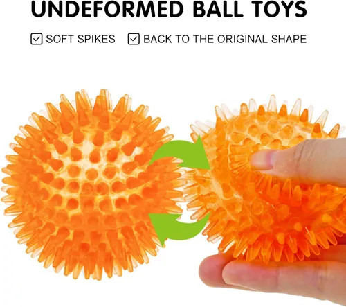 Miniatura 4 de SHARLOVY Bolas chirriantes para mascotas y cachorros pequeños, paquete de 6 pelotas TPR para perros con púas de goma TPR para perros, paquete de 6