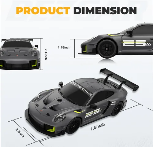 Miniatura 4 de BEZGAR Auto Porsche a control remoto - Auto de juguete Porsche 911 GT2 RS con licencia oficial 1:24 Modelo de Auto RC Porsche, regalo para niños