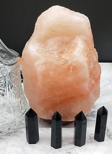 Miniatura 2 de Luckeeper Varitas de cristal curativo Obsidiana negra de 2 pulgadas 6 terapias de meditación de chakras de Reiki facetadas