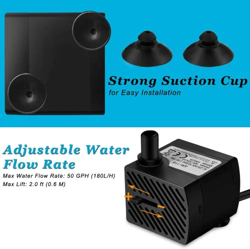 Miniatura 5 de DOMICA Mini bomba de agua sumergible de 3 W, 50 GPH, bomba de fuente pequeña para estanque, acuarios, pecera, fuente de mesa, fuente para mascotas