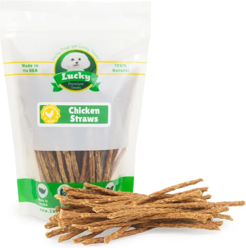 Golosinas de Cecina de Pollo en Tiras para Perros – Palitos de Pollo para Perros Fabricados y Obtenidos en los Estados Unidos – Golosinas Crujientes