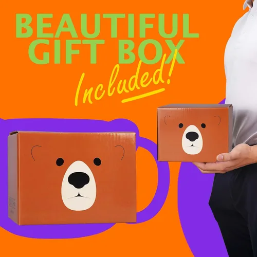 Miniatura 7 de Taza de Oso de 14 oz Taza de Café de Cerámica Taza de Té de Porcelana 3D para Mujeres y Hombres - Regalos de Oso Kawaii para Navidad, Inauguración