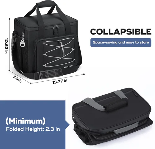 Miniatura 7 de RealCool Bolsa térmica suave de 35/45 latas, hielera plegable aislada a prueba de fugas, lonchera grande para hombres y mujeres, enfriador de lados