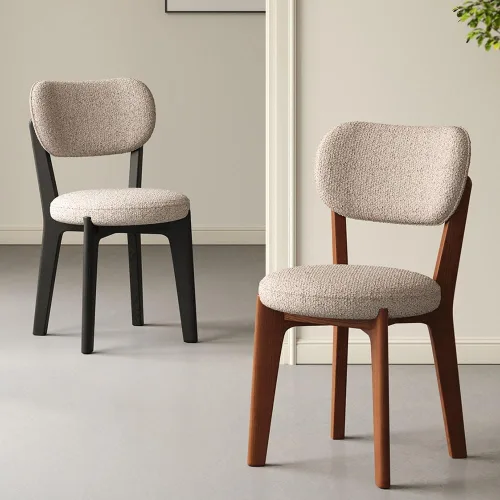 Miniatura 2 de sillas de comedor Silla de comedor de madera con cojín de asiento blando tapizado, respaldo curvado y ampliado, cocina moderna (negro)
