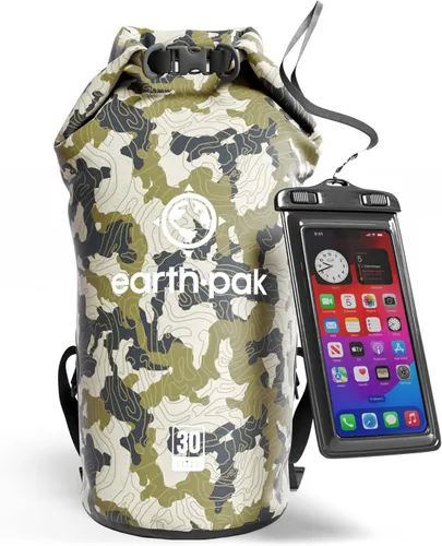 Miniatura 21 de Earth Pak Bolsa Seca Impermeable - Mochila Impermeable de Cierre Enrollable Superior Mantiene el Equipo Seco para Kayak con Funda Impermeable