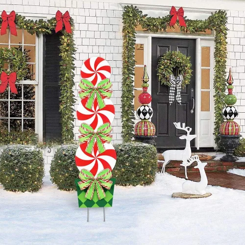 Miniatura 2 de Decoraciones navideñas de caramelo para exteriores, estacas de Navidad de 44 pulgadas, letreros gigantes de decoración navideña para el hogar