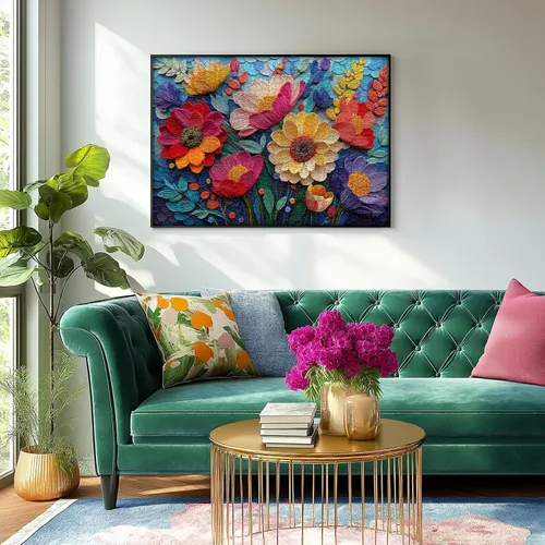 Miniatura 2 de Rompecabezas de flores coloridas para adultos, rompecabezas floral de plantas rellenas, arte de tela, rompecabezas de jardín de flores de primavera