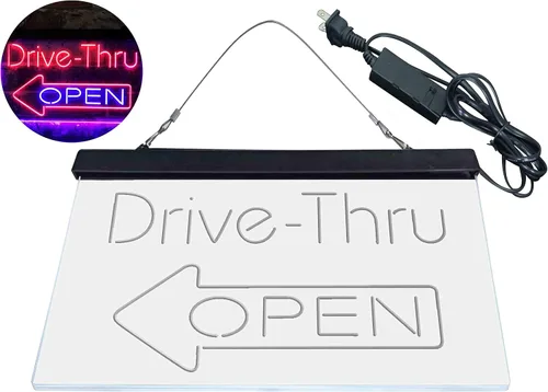 Miniatura 8 de ADVPRO Drive Thru Open Flecha Izquierda Señal de neón LED de doble color, azul y rojo, 24 x 16 pulgadas st6s64-i3827-br
