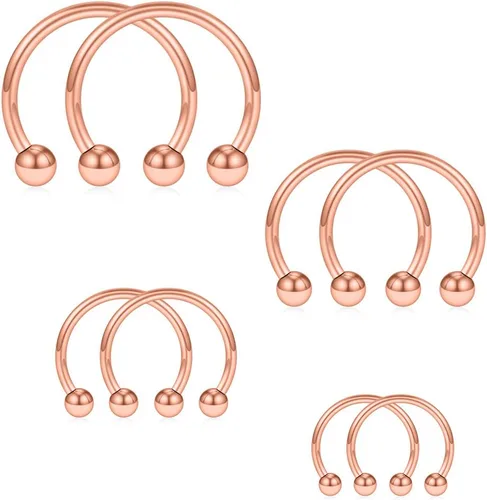 Miniatura 6 de SCERRING 8 piezas de acero inoxidable 16G nariz tabique herradura arete ceja septum labio hélix tragus piercing anillo 0.236-0.472 in