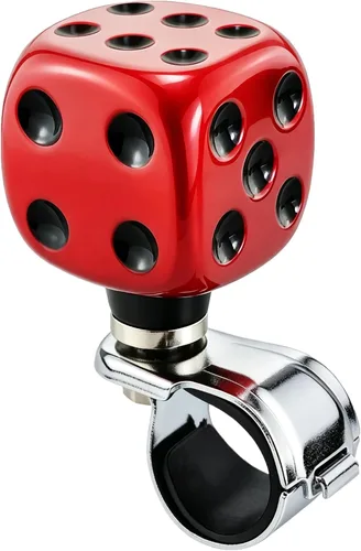 Miniatura 10 de Lunsom Rueda giratoria para volante, con forma de dados, perilla de rueda giratoria de automóvil, mango de potencia suicida, ayuda de conducción