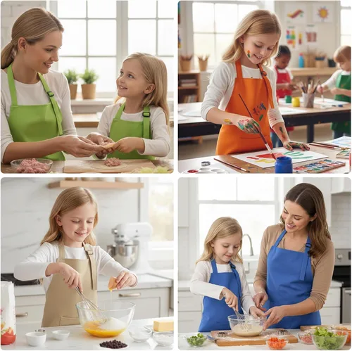 Miniatura 8 de TopTie Delantales para niños con bolsillo y correa ajustable, delantal para cocinar, hornear, pintar