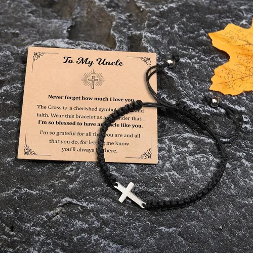 Miniatura 2 de Korotho Pulsera de cruz para hombre, regalo para papá, papá, tío, hijo, sobrino, nieto, día del padre, cumpleaños, Navidad, primera comunión