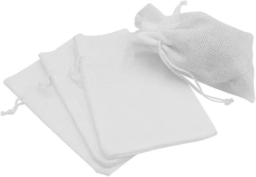 Miniatura 4 de 50 bolsas de arpillera blanca con cordón, bolsas pequeñas de lino de 2.7 x 3.5 pulgadas, bolsas de regalo para joyas, bolsas de dulces para Navidad