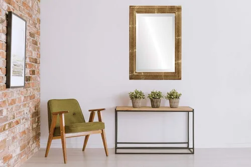 Miniatura 3 de OVALCREST Espejo de pared biselado rectangular para decoración del hogar, estilo Wright - Oro champán - Dimensiones exteriores de 16 x 20 pulgadas