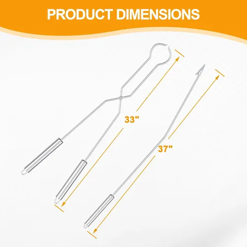 Miniatura 2 de Juego de pinzas para hogueras de 40 pulgadas, juego de pinzas para hogueras de acero inoxidable 304, juego de póquer para fogata, picnic y patio