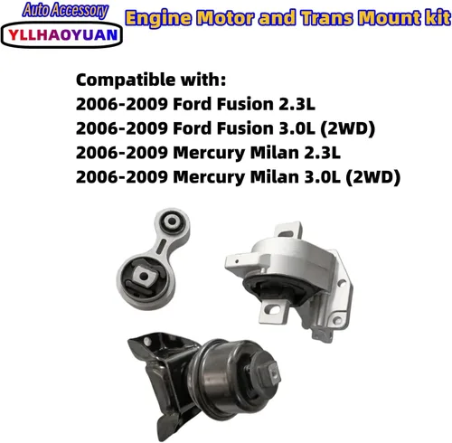 Miniatura 2 de Conjunto de soportes de motor 3 piezas compatible con 2006 2007 2008 2009 Fo-rd Fusion 2.3L/3.0L Mercury Milan A5473 A5381 A5474