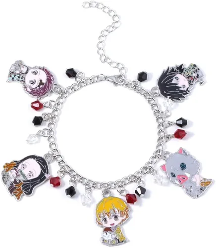 SONGCHANGJEWELRY Pulsera con dije de figura de anime de Tanjiro - Pulsera de figura de Nezuko Zenitsu Inosuke de Tanjiro - Regalos para niñas y niños