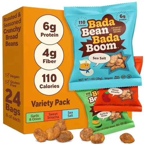 Miniatura 10 de Bada Bean Bada Boom - Proteína a base de plantas, libre de gluten, vegana, bocadillos de habas tostadas crujientes, paquetes de 110 calorías
