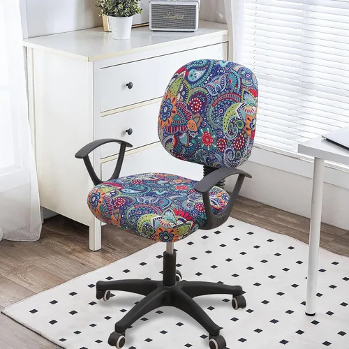 Miniatura 2 de Smiry Fundas elásticas para silla de computadora de oficina, universales, lavables, extraíbles y giratorias, fundas protectoras para asiento + Azul