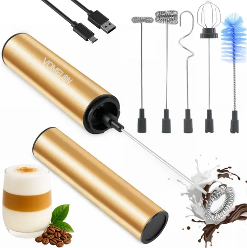 Miniatura 13 de Espumador de leche recargable de mano, espumador eléctrico de mano, mezclador de bebidas para café, lattes, capuchino y huevo, acero inoxidable