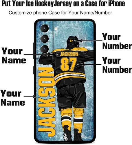 Miniatura 2 de Funda personalizada de hockey sobre hielo con nombre y número para Samsung Galaxy S22 S23 S21+ S20 Ultre S21 FE S10 S8 S9 Plus, silicona líquida