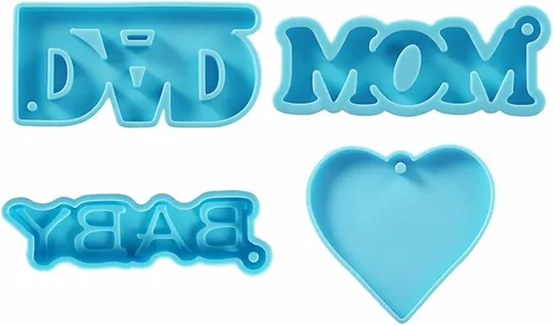 Miniatura 11 de 1 molde de resina epoxi con letras de mamá papá, moldes de silicona para colgantes de corazón, molde de fundición para herramientas de fabricación