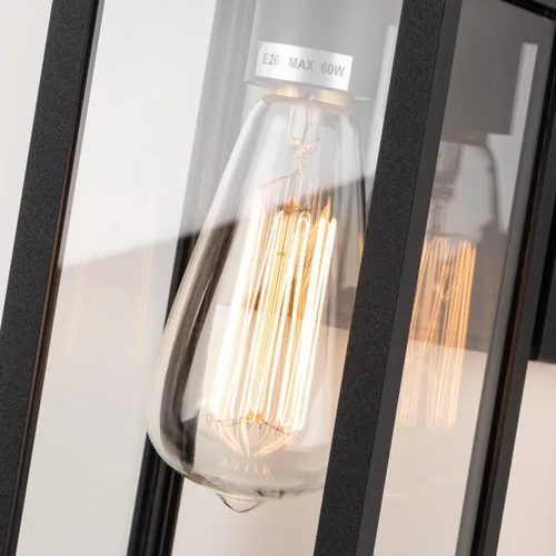 Miniatura 5 de mirrea Aplique de pared clásico para exteriores de 11 pulgadas, marco de metal rectangular negro mate y pantalla de vidrio transparente, luz