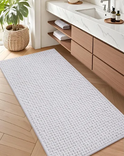 Miniatura 12 de Color&Geometry Tapete de baño con parte trasera de goma de 24 x 16 pulgadas, antideslizante, lavable a máquina, alfombra bohemia de felpilla suave