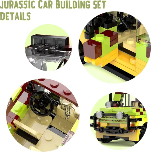 Miniatura 2 de Tenhorses Jurassic - Juego de construcción de autos de dinosaurio World Off-Road de película jurásica, juguetes de ladrillo (309 piezas), regalos