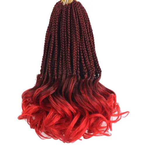 Miniatura 71 de Trenzas de ganchillo rizado francés T33, cabello pre-anillado 10 pulgadas, trenzas cortas rizadas francesas con extremos rizados, trenzas box