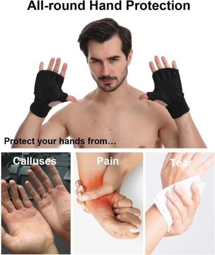 Miniatura 2 de SUJAYU Guantes de levantamiento de pesas, muñequeras para levantamiento de pesas, muñequeras para levantamiento de pesas, guantes de gimnasio