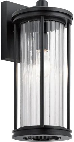 Miniatura 11 de Kichler Barras 59022BKDS - Aplique de pared aprobado por DarkSky para exteriores de 11.5 pulgadas con cristal acanalado transparente en negro